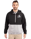 Chicago White Sox Cooperstown Cutter & Buck Charter Eco Recycled Mens Anorak Jacket Black/Polished Front Thumbnail Image