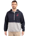 Cleveland Indians Cooperstown Cutter & Buck Charter Eco Recycled Mens Anorak Jacket Navy Blue/Polished Front Thumbnail Image