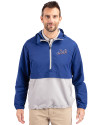 New York Mets Cooperstown Cutter & Buck Charter Eco Recycled Mens Anorak Jacket Tour Blue/Polished Front Thumbnail Image