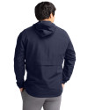 San Diego Padres Cooperstown Cutter & Buck Charter Eco Recycled Mens Anorak Jacket Navy Blue Back Thumbnail Image