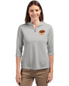 Oklahoma State Cowboys Alumni Cutter & Buck Virtue Eco Pique Recycled Half Zip Pullover Womens Hoodie Polished Medium Gray Front Thumbnail Image