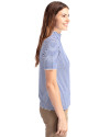 Kansas Jayhawks Alumni Cutter & Buck Virtue Eco Pique Stripe Recycled Womens Top Tour Blue Side Thumbnail Image