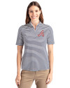 Atlanta Braves Cooperstown Cutter & Buck Virtue Eco Pique Stripe Recycled Womens Top Navy Blue Front Thumbnail Image