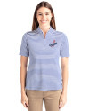 Los Angeles Dodgers Cooperstown Cutter & Buck Virtue Eco Pique Stripe Recycled Womens Top Tour Blue Front Thumbnail Image