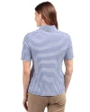 Texas Rangers Cooperstown Cutter & Buck Virtue Eco Pique Stripe Recycled Womens Top Tour Blue Back Thumbnail Image