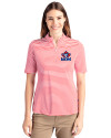 Toronto Blue Jays Cooperstown Cutter & Buck Virtue Eco Pique Stripe Recycled Womens Top Red Front Thumbnail Image