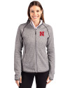Nebraska Cornhuskers Alumni Cutter & Buck Mainsail Full Zip Hooded Womens Jacket Polished Heather Front Thumbnail Image