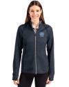 North Carolina Tar Heels Alumni Cutter & Buck Mainsail Full Zip Hooded Womens Jacket Liberty Navy Heather Front Thumbnail Image