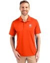 Clemson Tigers Alumni Cutter & Buck Prospect Eco Textured Stretch Recycled Mens Short Sleeve Polo College Orange Front Thumbnail Image