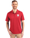 Nebraska Cornhuskers Alumni Cutter & Buck Prospect Eco Textured Stretch Recycled Mens Short Sleeve Polo Red Front Thumbnail Image