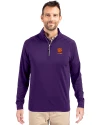Clemson Tigers Alumni Cutter & Buck Adapt Eco Knit Stretch Recycled Mens Quarter Zip Pullover College Purple Front Thumbnail Image