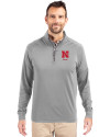 Nebraska Cornhuskers Alumni Cutter & Buck Adapt Eco Knit Stretch Recycled Mens Quarter Zip Pullover Polished Medium Gray Front Thumbnail Image