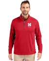 Nebraska Cornhuskers Alumni Cutter & Buck Adapt Eco Knit Stretch Recycled Mens Quarter Zip Pullover Red Front Thumbnail Image