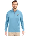 North Carolina Tar Heels Alumni Cutter & Buck Adapt Eco Knit Stretch Recycled Mens Quarter Zip Pullover Atlas Light Blue Front Thumbnail Image