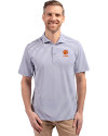 Clemson Tigers Alumni Cutter & Buck Virtue Eco Pique Stripe Recycled Mens Polo Hyacinth Front Thumbnail Image