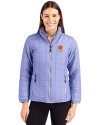 Clemson Tigers Alumni Cutter & Buck Rainier PrimaLoft®  Womens Eco Insulated Full Zip Puffer Jacket Hyacinth Melange Front Thumbnail Image