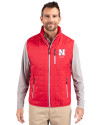Nebraska Cornhuskers Alumni Cutter & Buck Rainier PrimaLoft® Mens Eco Insulated Full Zip Puffer Vest Red Front Thumbnail Image