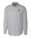 Nebraska Cornhuskers Alumni Cutter & Buck Stretch Oxford Stripe Mens Long Sleeve Dress Shirt Charcoal Mannequin Thumbnail Image
