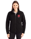 Nebraska Cornhuskers Alumni Cutter & Buck Cascade Eco Fleece Womens Full Zip Jacket Black Front Thumbnail Image