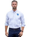 Kentucky Wildcats Alumni Cutter & Buck Stretch Oxford Stripe Mens Long Sleeve Dress Shirt French Blue Front Thumbnail Image