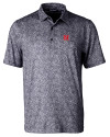 Nebraska Cornhuskers Alumni Cutter & Buck Pike Constellation Print Stretch Mens Polo Black Mannequin Thumbnail Image