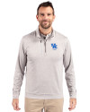 Kentucky Wildcats Alumni Cutter & Buck Stealth Heathered Quarter Zip Mens Pullover Polished Medium Gray Front Thumbnail Image