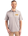 LSU Tigers Alumni Cutter & Buck Forge Pencil Stripe Stretch Mens Polo Polished Medium Gray Front Thumbnail Image