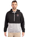 LSU Tigers College Vault Cutter & Buck Charter Eco Recycled Mens Anorak Jacket Black/Polished Front Thumbnail Image