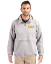 LSU Tigers Alumni Cutter & Buck Charter Eco Recycled Mens Anorak Jacket Polished Medium Gray Front Thumbnail Image