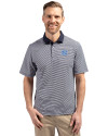 North Carolina Tar Heels Cutter & Buck Virtue Eco Pique Micro Stripe Recycled Mens Polo Navy Blue/White Front Thumbnail Image