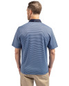 Atlanta Braves Cooperstown Cutter & Buck Virtue Eco Pique Micro Stripe Recycled Mens Polo Atlas/Navy Blue Back Thumbnail Image