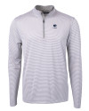 Penn State Nittany Lions Alumni Cutter & Buck Virtue Eco Pique Micro Stripe Recycled Mens Quarter Zip Polished/White Mannequin Thumbnail Image