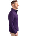 Colorado Rockies Cooperstown Cutter & Buck Virtue Eco Pique Micro Stripe Recycled Mens Quarter Zip College Purple/Black Side Thumbnail Image