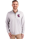 Los Angeles Angels Cooperstown Cutter & Buck Virtue Eco Pique Micro Stripe Recycled Mens Quarter Zip Polished/White Front Thumbnail Image