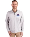Toronto Blue Jays Cooperstown Cutter & Buck Virtue Eco Pique Micro Stripe Recycled Mens Quarter Zip Polished/White Front Thumbnail Image