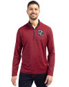 Washington Nationals Cooperstown Cutter & Buck Virtue Eco Pique Micro Stripe Recycled Mens Quarter Zip Red/Navy Blue Front Thumbnail Image