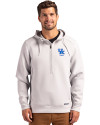 View image 7: Kentucky Wildcats Alumni Cutter & Buck Roam Recycled Buttery-Soft Knit Mens Half Zip Hooded Pullover Solitaire Front