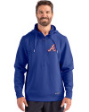 Atlanta Braves Cooperstown Cutter & Buck Roam Epic Versatility Half Zip Recycled Mens Hooded Pullover Tour Blue Front Thumbnail Image