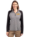 LSU Tigers Alumni Cutter & Buck Forge Tonal Stripe Stretch Half Zip Womens Top Black Front Thumbnail Image