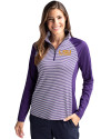 LSU Tigers Alumni Cutter & Buck Forge Tonal Stripe Stretch Half Zip Womens Top College Purple Front Thumbnail Image