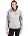 LSU Tigers Alumni Cutter & Buck Charter Eco Recycled Womens Anorak Jacket Polished Medium Gray Front Thumbnail Image