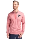 View image 1: Atlanta Falcons Cutter & Buck Stealth Heathered Mens Quarter Zip Cardinal Red Front