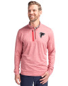 Atlanta Falcons Cutter & Buck Stealth Heathered Quarter Zip Mens Pullover Cardinal Red Front Thumbnail Image