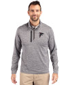 Atlanta Falcons Cutter & Buck Stealth Heathered Quarter Zip Mens Pullover Elemental Grey Front Thumbnail Image