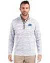 View image 1: North Carolina Tar Heels Cutter & Buck Traverse Recycled Smooth Stretch Mens Big & Tall Camo Quarter Zip Pullover Charcoal Front
