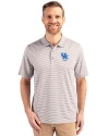 Kentucky Wildcats Alumni Cutter & Buck Forge Tonal Stripe Stretch Mens Big and Tall Polo Polished Medium Gray Front Thumbnail Image