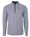 Penn State Nittany Lions Alumni Cutter & Buck Virtue Eco Pique Micro Stripe Recycled Mens Big & Tall Quarter Zip Navy Blue/White Mannequin Thumbnail Image