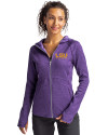 LSU Tigers Alumni Cutter & Buck Mainsail Full Zip Hooded Womens Jacket College Purple Heather Front Thumbnail Image