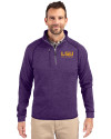 LSU Tigers Alumni Cutter & Buck Mainsail Sweater-Knit Mens Half Zip Pullover Jacket College Purple Heather Front Thumbnail Image
