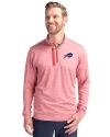 Buffalo Bills Cutter & Buck Stealth Heathered Quarter Zip Mens Pullover Cardinal Red Front Thumbnail Image